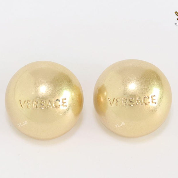 Alphabet V all gold half ball studs