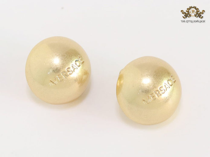 Alphabet V all gold half ball studs