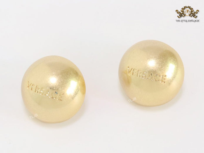 Alphabet V all gold half ball studs