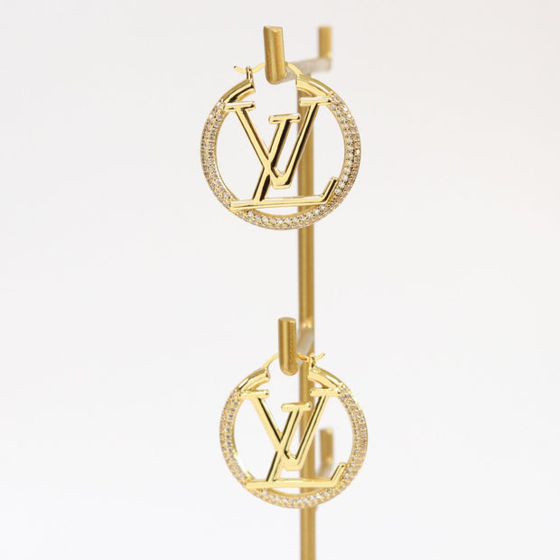 L and V cz gold hoops 40 mm