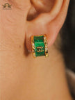 Double C Green Enamel Hoop Earrings