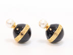 Black and white pearls gold motif studs