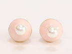 Pink and white pearls gold motif studs