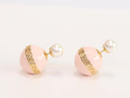 Pink and white pearls gold motif studs