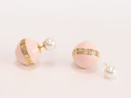 Pink and white pearls gold motif studs