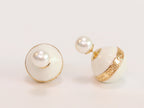 White pearls gold motif studs