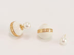 White pearls gold motif studs