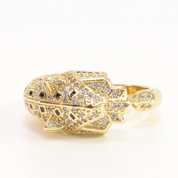 Gold plated designer cz panther ring