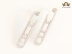 Platinum  sleek Cz earrings with 3 stones