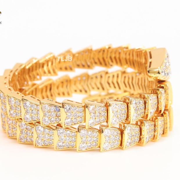 Serpenti 3 layer bracelet with gold and cz