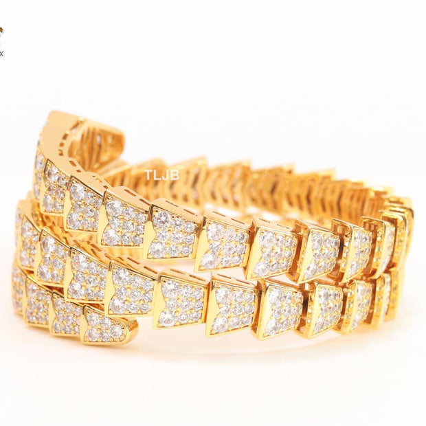 Serpenti 3 layer bracelet with gold and cz