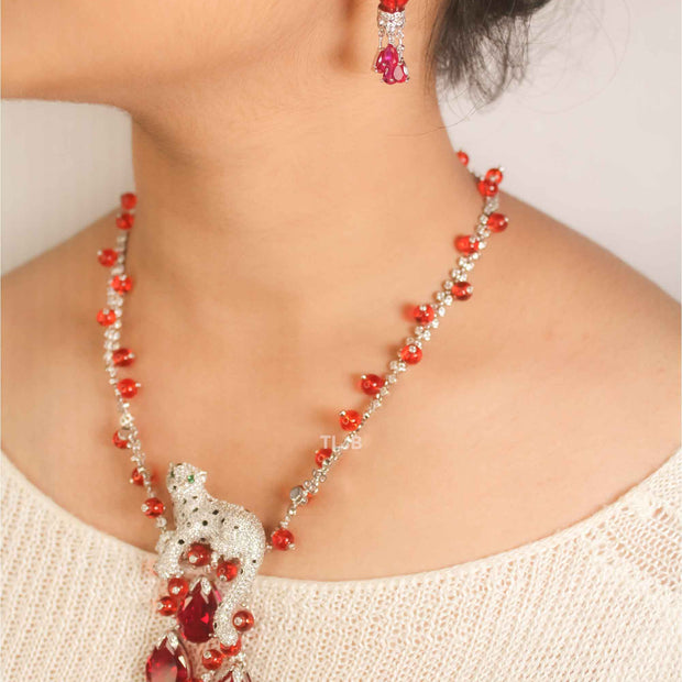 Panther blood red necklace