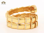Bold gold and cz snake bracelet with white mop head