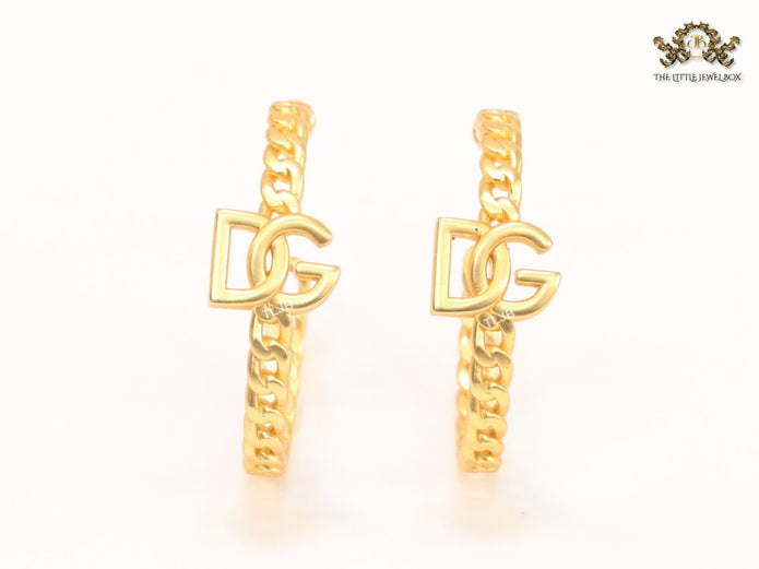 Alphabet D & G all gold link chain hoops 42 mm