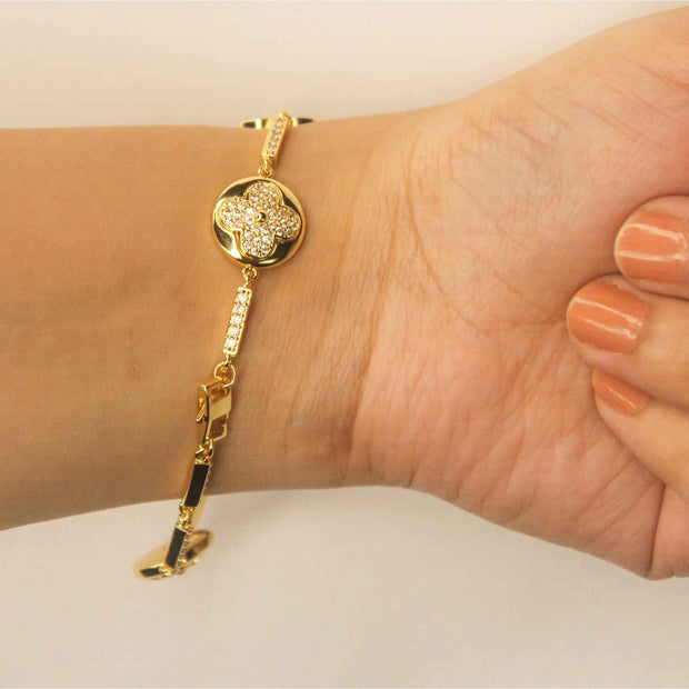Alphabet L & V gold dazzle bracelet