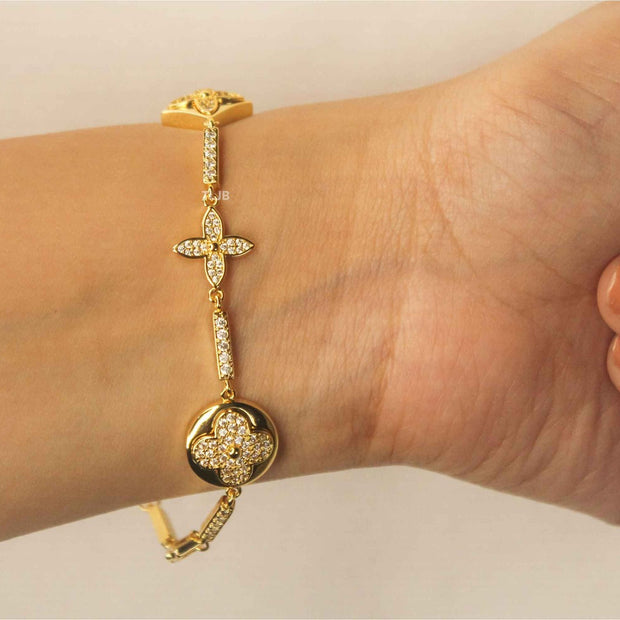 Alphabet L & V gold dazzle bracelet