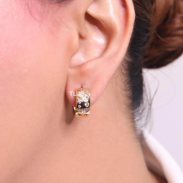 Small hoops with studded cz - Gold