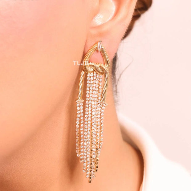 Gold cz tassels with heart