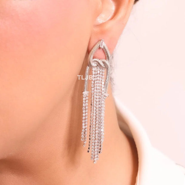 Platinum cz tassels with heart