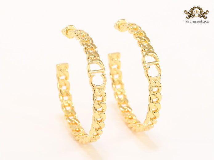 Alphabet C and D sleek link chain hoops 45 mm