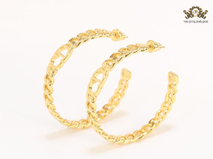 Alphabet C and D sleek link chain hoops 45 mm