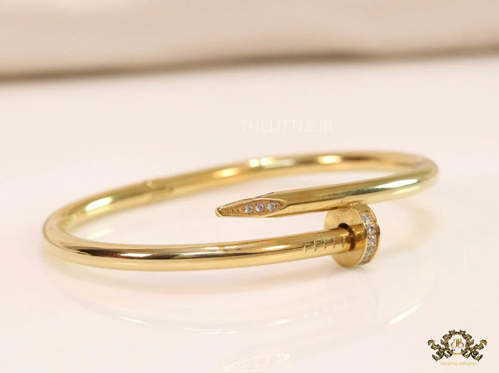 Gold plated nail bracelet with cz