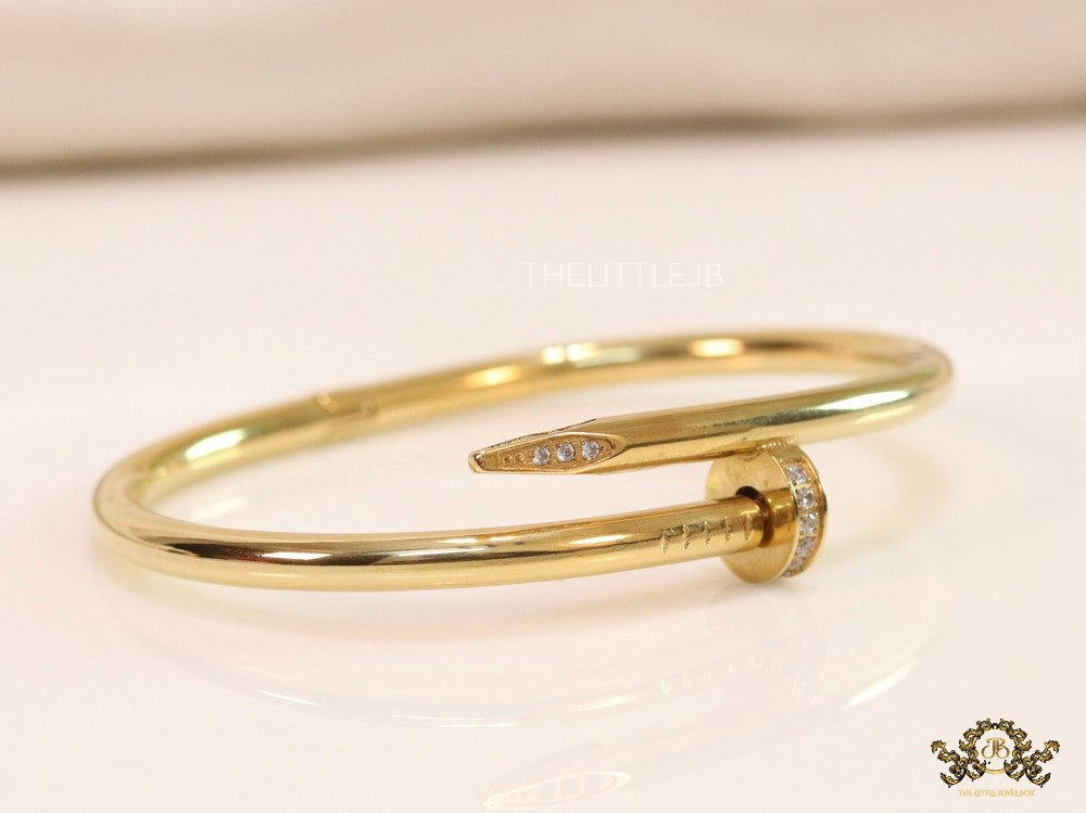 Gold plated nail bracelet with cz