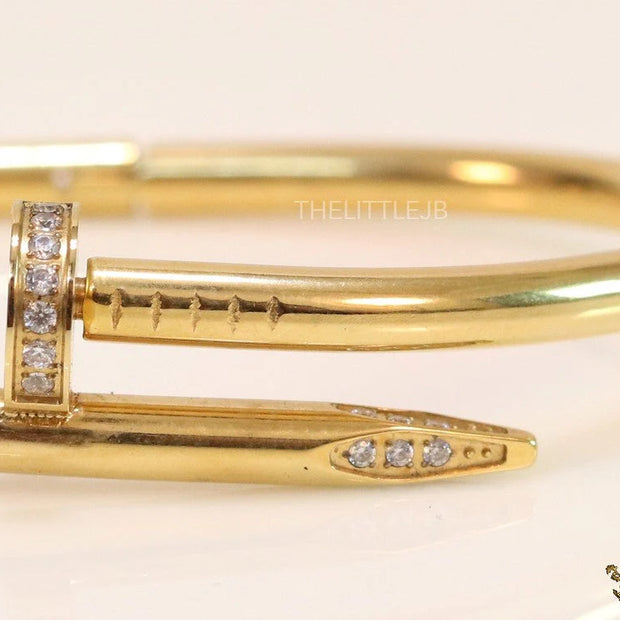 Gold plated nail bracelet with cz