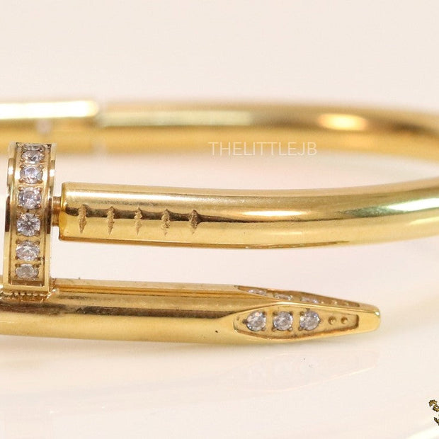 Gold plated nail bracelet with cz