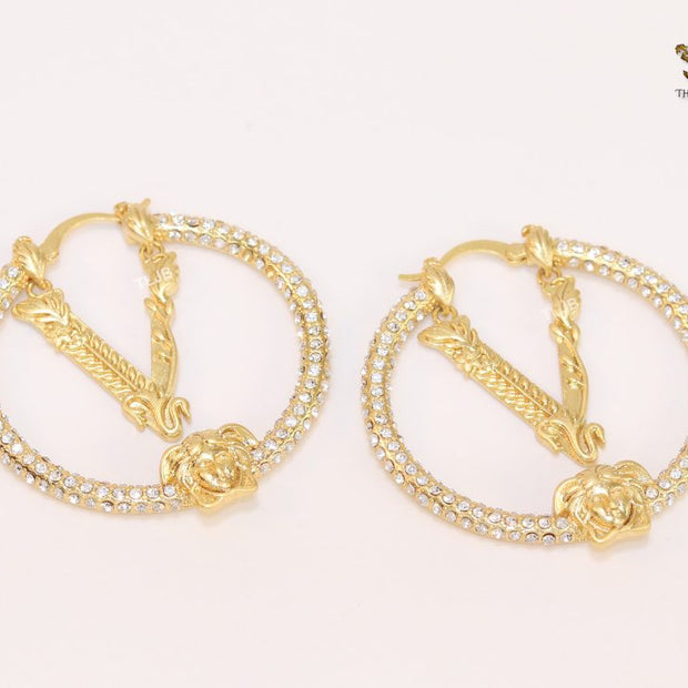 CZ and gold medusa hoops 45 mm