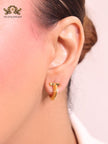 Alphabet T gold hoops with cz