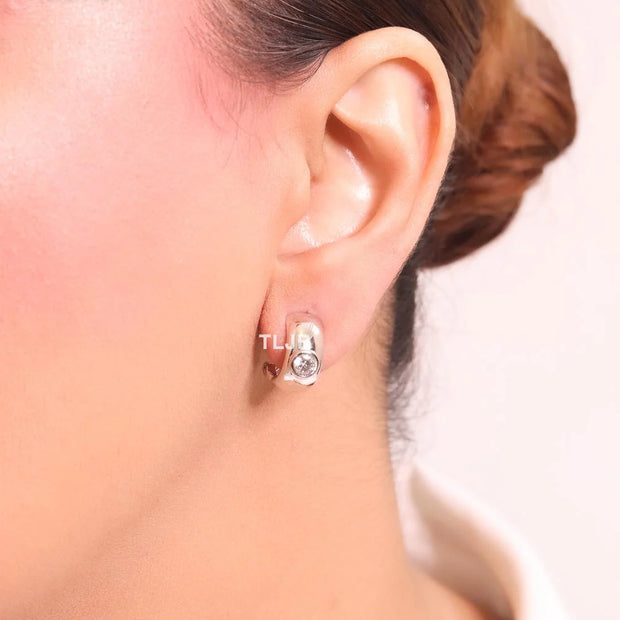 Small hoops with studded cz - Rose gold
