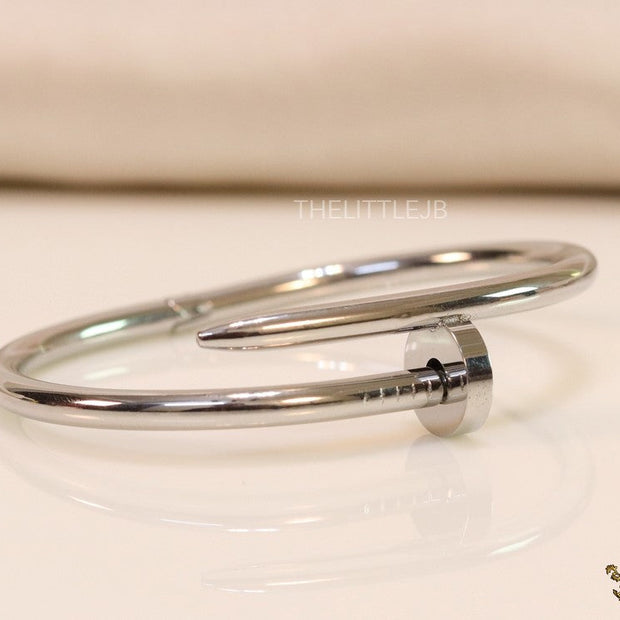 Platinum plated nail bracelet