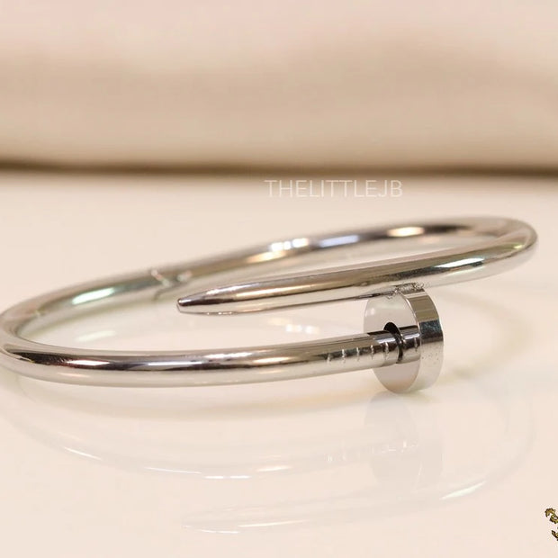 Platinum plated nail bracelet