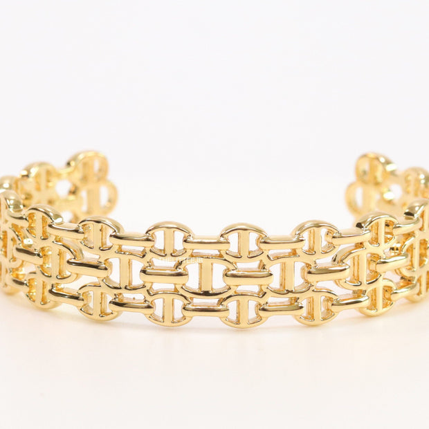 Gold plated bracelet band with link chain pattern