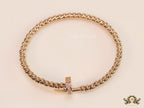 Rose gold plated cz and metallic bead nail bracelet-openable