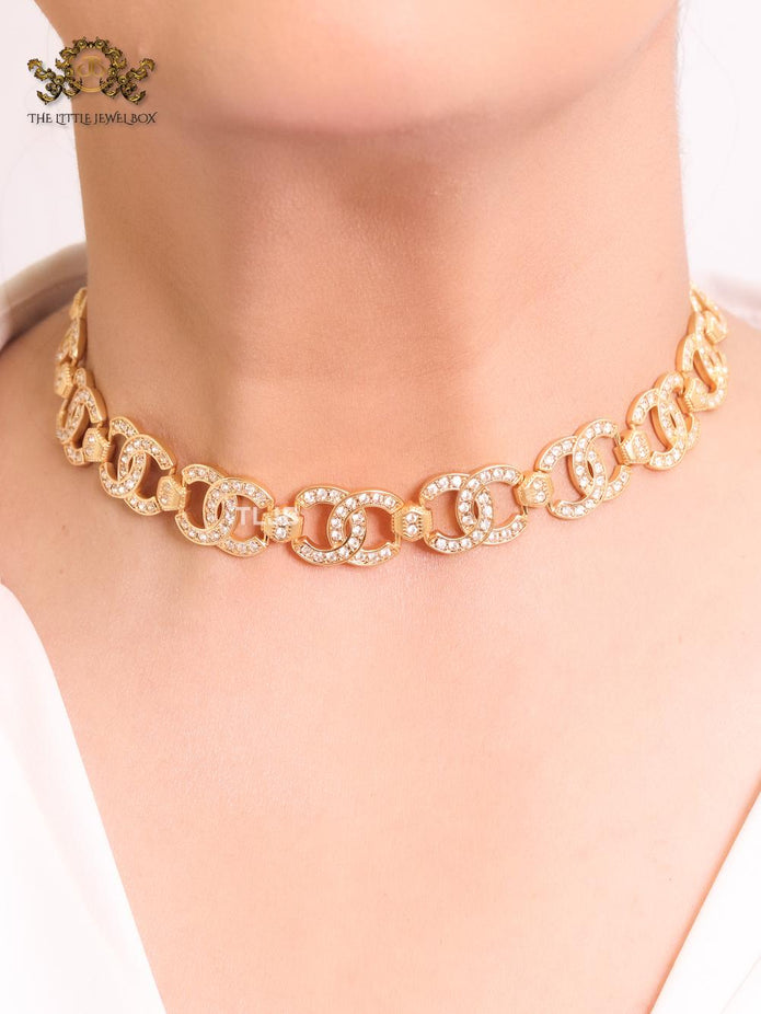 Double C CZ and gold link chain