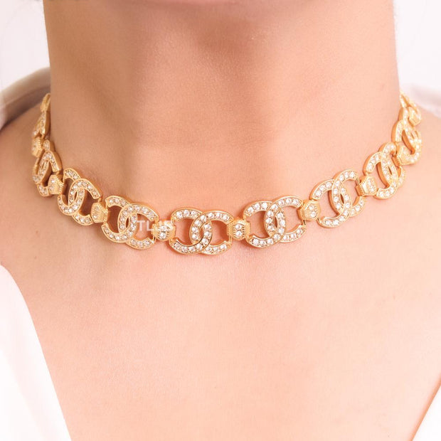 Double C CZ and gold link chain