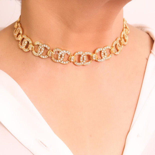 Double C CZ and gold link chain