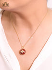 Red clover with enamel chain