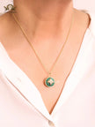 Green clover with enamel chain