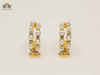 Alphabet CD pearl round earrings