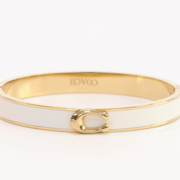 Sleek white and golden bracelet with C alphabet in centre