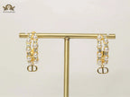 Alphabet CD pearl round earrings