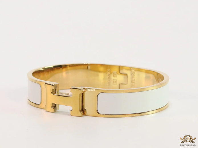 Alphabet H white 12 mm bracelet in gold