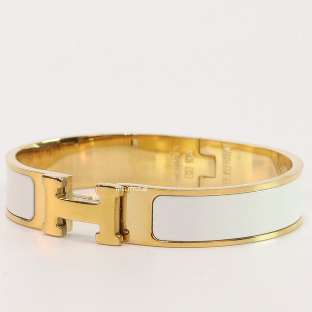 Alphabet H white 12 mm bracelet in gold
