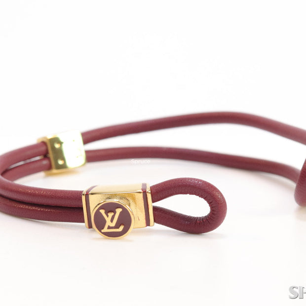 Maroon Leather Bracelet with golden alphabet motif