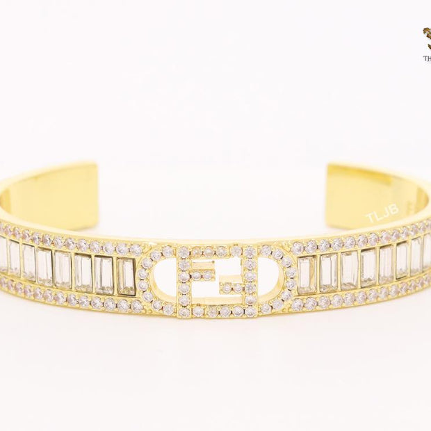 Double F gold and cz bracelet