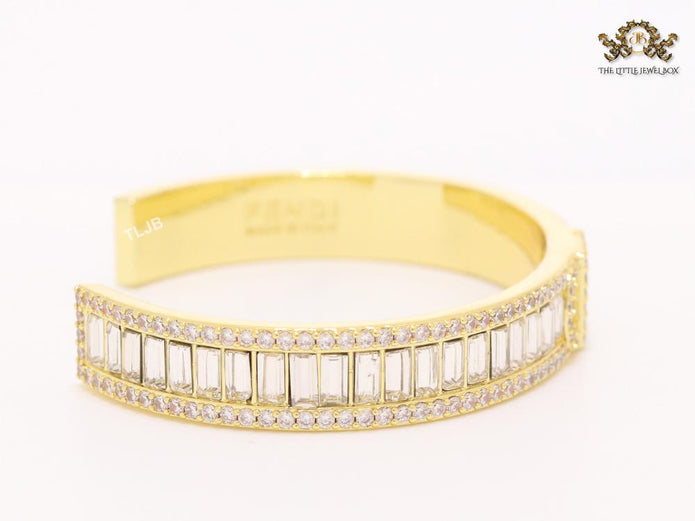 Double F gold and cz bracelet