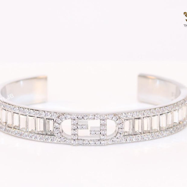 Double F platinum and cz bracelet